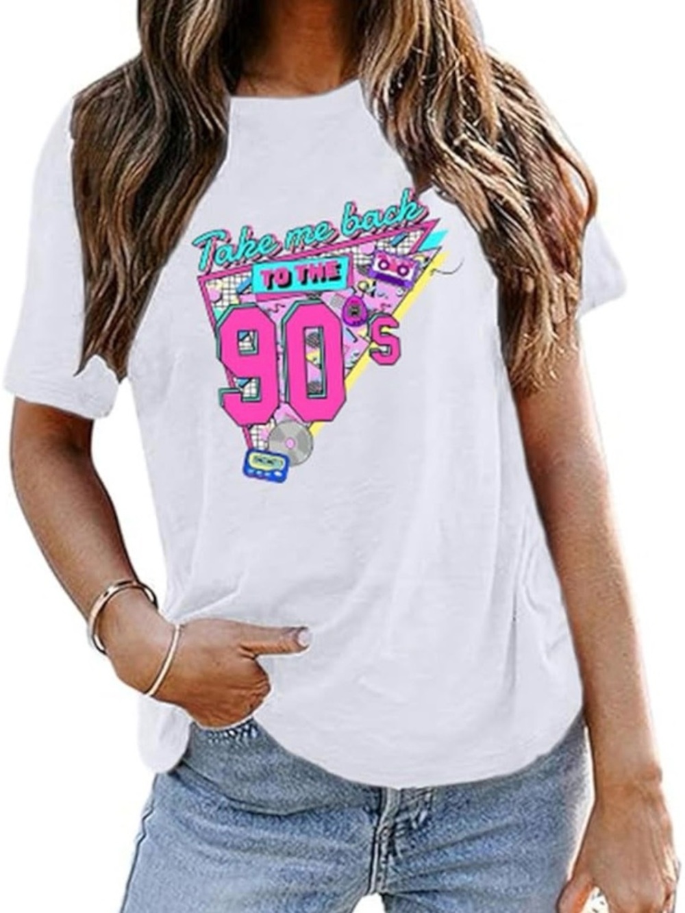White "Take Me Back to the 90's" Graphic Tee for Kids